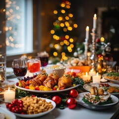 Poster - A table filled with an abundance of delicious food, perfect for any gathering or feast