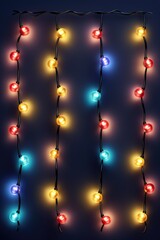 Aufkleber - A string of Christmas lights on a dark background. Can be used to create a festive atmosphere for holiday-themed designs