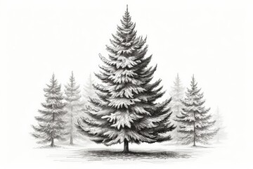 Poster - A simple black and white drawing of a pine tree. This versatile image can be used for various purposes