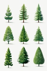 Canvas Print - A collection of nine unique and distinct trees. Perfect for adding variety and natural beauty to any project or design