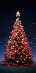 Poster - A festive Christmas tree with a star on top. Perfect for holiday decorations and celebrations