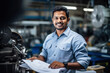© Niks Ads - Confident and successful mechanical engineer standing at factory