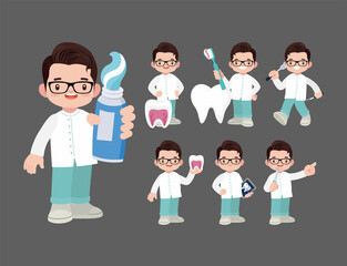 Wall Mural - Dentist character and dental care concept