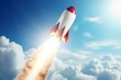 rocket ascending skyward signifies fresh business ventures. Generative AI