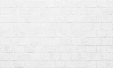 Wall Mural - White grunge brick wall texture background for stone tile block in grey light color wallpaper interior and exterior and room backdrop design. Abstract white brick wall texture for pattern background.