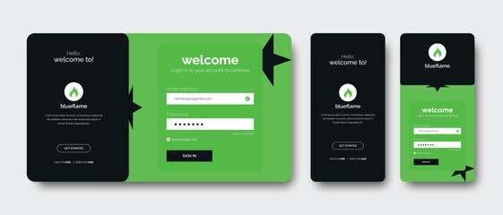 set of vector illustrator sign in forms. registration for login page design & mobile app page  sign in page vector premium 