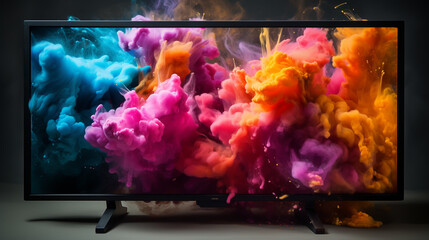 TV display or monitor with colorful dust explosion