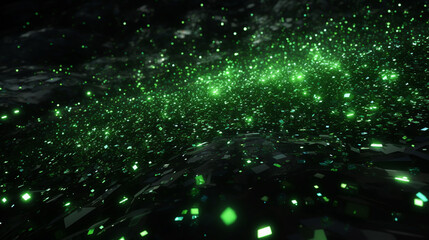 Wall Mural - shiny glow abstract green background. glitter lights green background