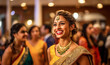 Traditional Indian hindu woman wearing sareeat a party. Beatiful woman celebrating a wedding
