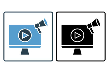 Poster - Video marketing icon. icon related to marketing. Solid icon style. Simple vector design editable