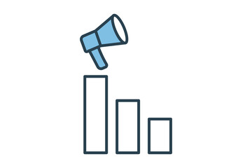 Poster - Campaign analysis icon. icon related to marketing. Flat line icon style. Simple vector design editable