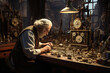 The watchmaker’s workshop is filled with an array of tools, spare parts, and watches in various states of repair or disassembly