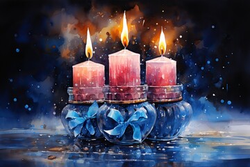 Canvas Print - burning candle in the snow