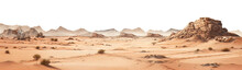 Desert With Barren Sands And Rugged Terrain, Cut Out