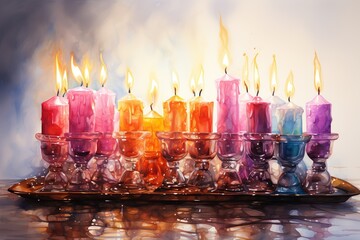 Canvas Print - burning candles in a church