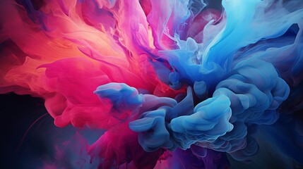 Wall Mural - Blast of pink and blue powder. Solidify movement of color powder detonating. 3D outline