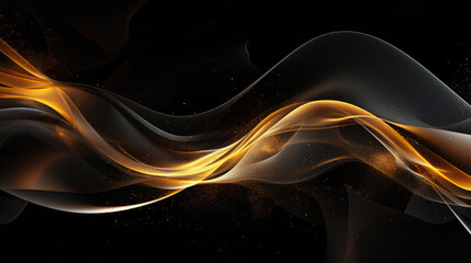 Wall Mural - Black and Gold Wavy Abstract Background