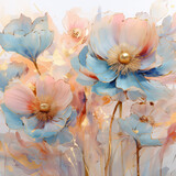 Fototapeta Storczyk - Decorative watercolor flowers background , ai design