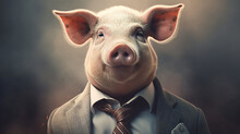 Smart And Sophisticated Pig Wearing Glasses
