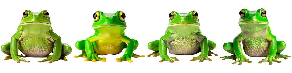 Wall Mural - Green frog on white background