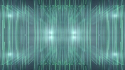 Poster - Green moving light lines on dark. 3d rendering loop animation HD