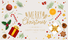 Christmas And New Year Vector Template
