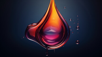 Poster - Drops oil different colors, splashes of water paint on dark background, macro. Oil refining industry, engine oil. 3d render
