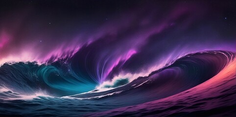 Wall Mural - Big waves in ocean. AI generated illustration