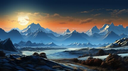 Canvas Print - landscape with mountains and snow