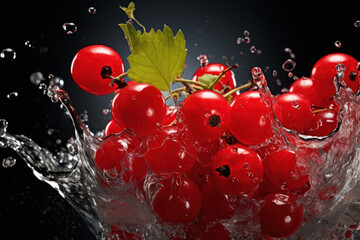Canvas Print - Fresh Currant fruit with a Splash of Water