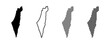 Israel map contour. Israel silhouette. Israel map border in glyph, line, round and square. Vector illustration.