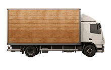 Vintage Brown Delivery Truck On Transparent Background