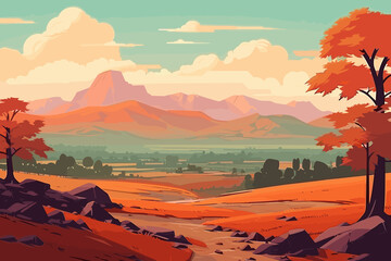 Cameroon flat art landscape illustration