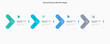 Arrow process flow diagram with four colorful stages. Presentation template with thin lines and flat icons.
