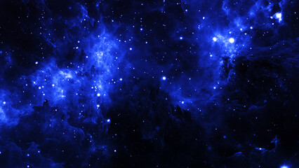 Wall Mural - universe with stars, nebulae and galaxy. blue dark night sky with many stars. artistic visualization