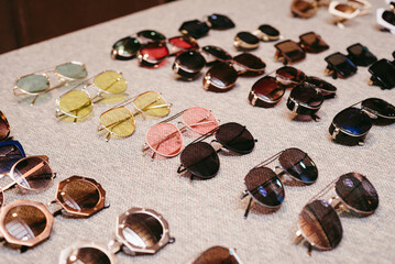 Lots of sunglasses isolated