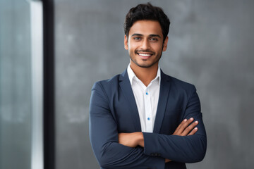 Indian businessman standing with hands folded