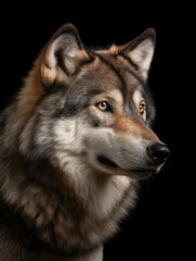  Wolf Studio Shot Isolated on Clear Black Background, Generative AI