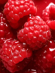 Wall Mural - Summer raspberry macro fruit food ripe