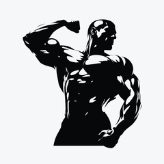 black bodybuilder on white background vector image