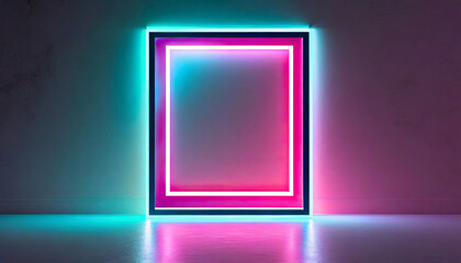 square rectangle picture frame with two tone neon