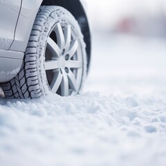 Sticker - Winter tires on a car in the snow, AI