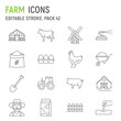 Farm line icon set, agriculture collection, vector graphics, logo illustrations, farming vector icons, eco signs, outline pictograms, editable stroke