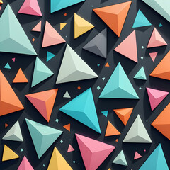 Wall Mural - Seamless geometric pattern with 3d effect colorful triangles. Generative AI