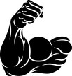 A strong muscular arm flexing its bicep muscle cartoon icon design illustration