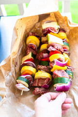 Poster - Grill Delights-Beef and Veggies Sizzling on Skewer