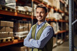 © alisaaa - Portrait of Smiling supervisor looking at stock arranged on shelves in warehouse