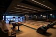 Indoor sports venue with bowling game. Generative AI