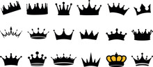 Regal Crown Vector Illustration Set, Showcasing Different Styles, Perfect For Royal, Luxury, And Nobility Themes. Ideal For Monarchy-related Designs, These Crowns Symbolize Kingdom, Empire, And Throne