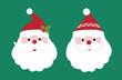 Cute Santa clipart set, Santa faces clip art, Santa head, Christmas Santa Claus